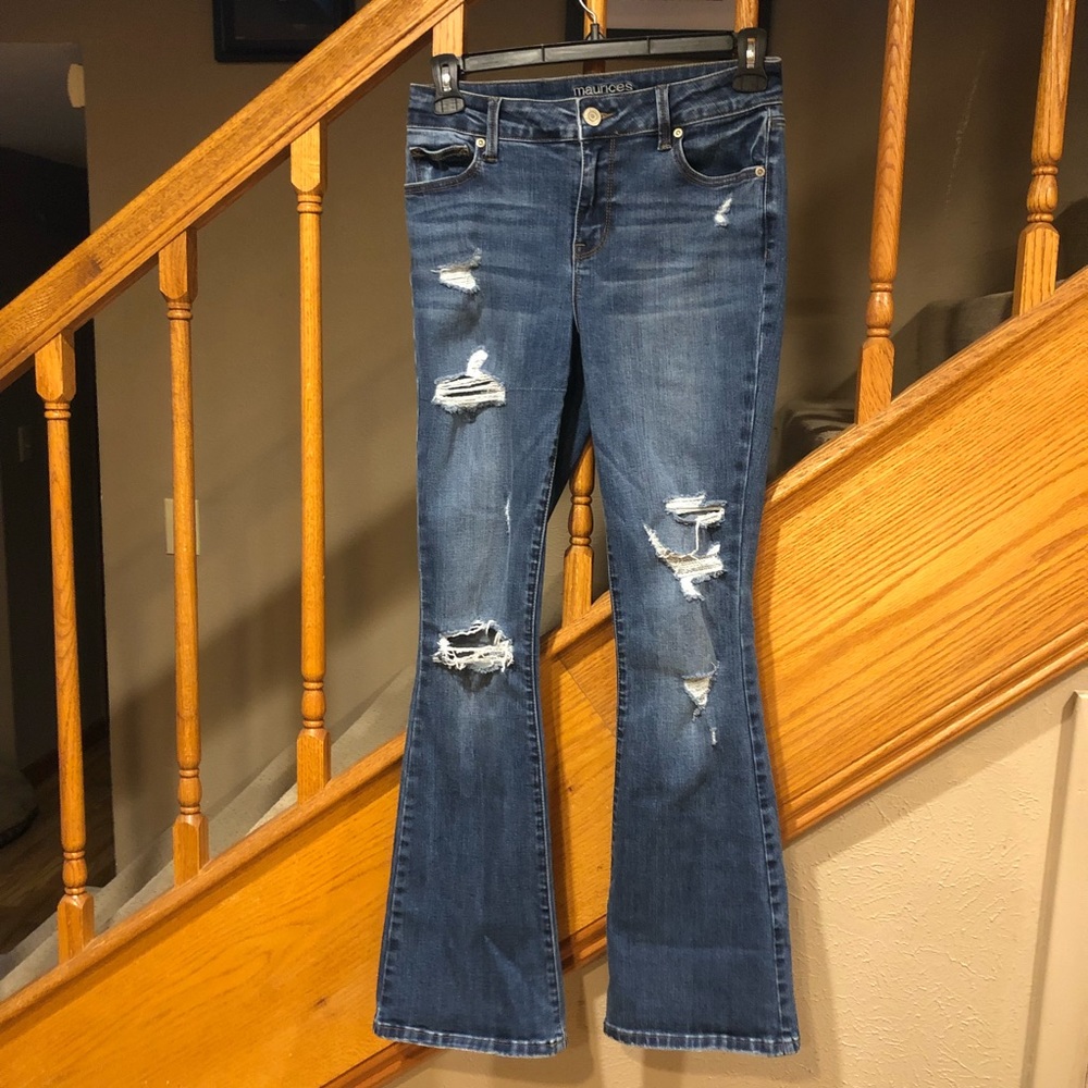 Maurice’s destructed flare jean